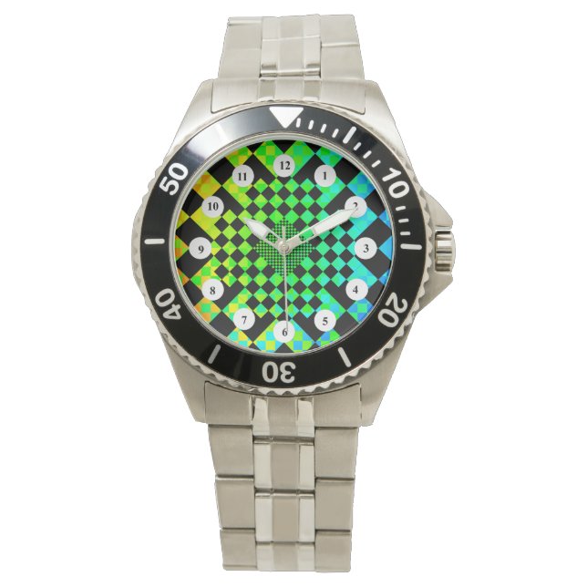 Checkered Illusion (C Face) by Kenneth Yoncich Watch (Front)