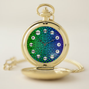 Checkered Illusion(Korean Face)by Kenneth Yoncich Pocket Watch