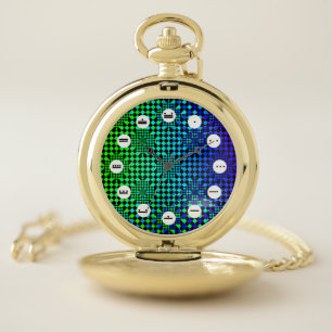 Checkered Illusion(Mayan Face)by Kenneth Yoncich Pocket Watch