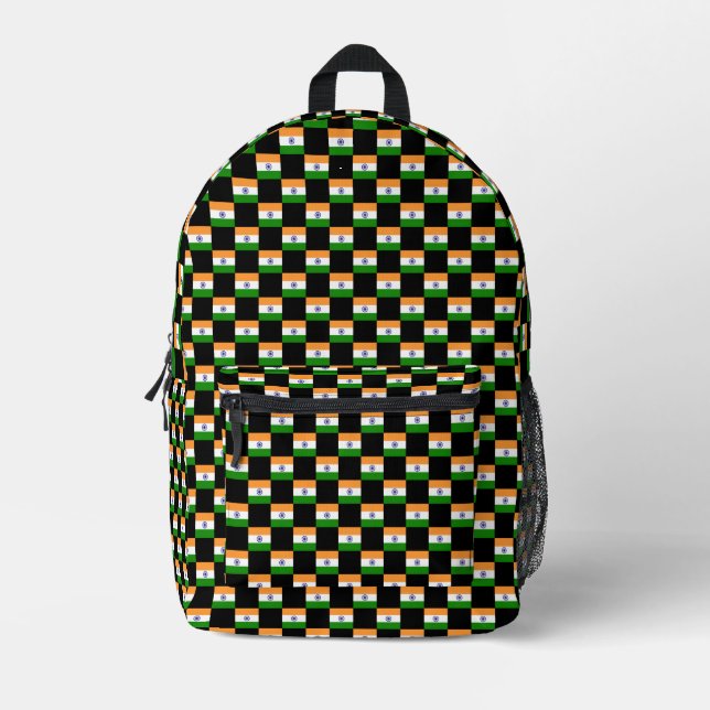 Checkered India Flag Pattern  Printed Backpack (Front)