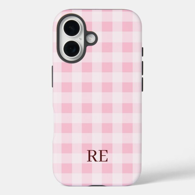 Checkered Initials Custom Case-Mate iPhone Case (Back)