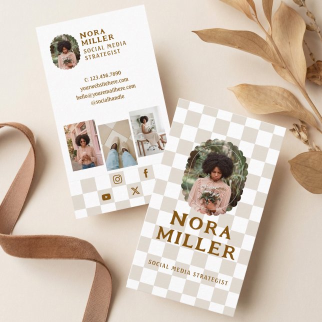 Checkered Instagram Social Media Influencer Photo Business Card (Checkered Instagram Social Media Influencer Photo Business Card)