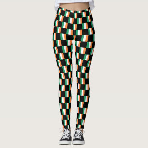 Checkered Ireland Flag Pattern Leggings