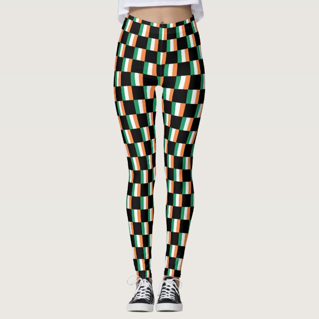 Checkered Ireland Flag Pattern  Leggings (Front)