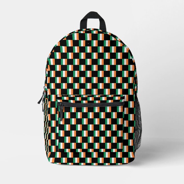 Checkered Ireland Flag Pattern  Printed Backpack (Front)