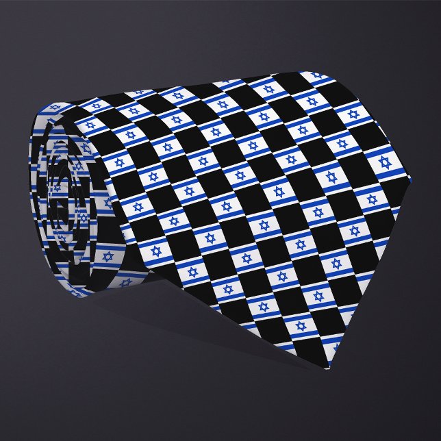 Checkered Israel Flag Pattern  Neck Tie (Creator Uploaded)