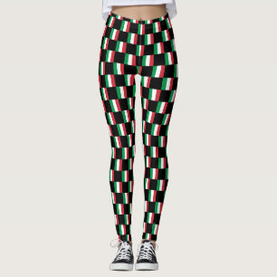 Checkered Italy Flag Pattern Leggings