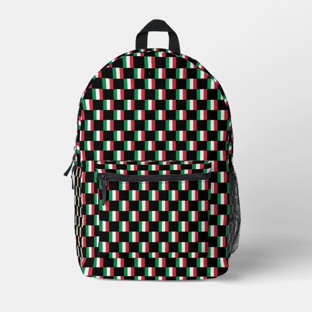 Checkered Italy Flag Pattern  Printed Backpack (Front)