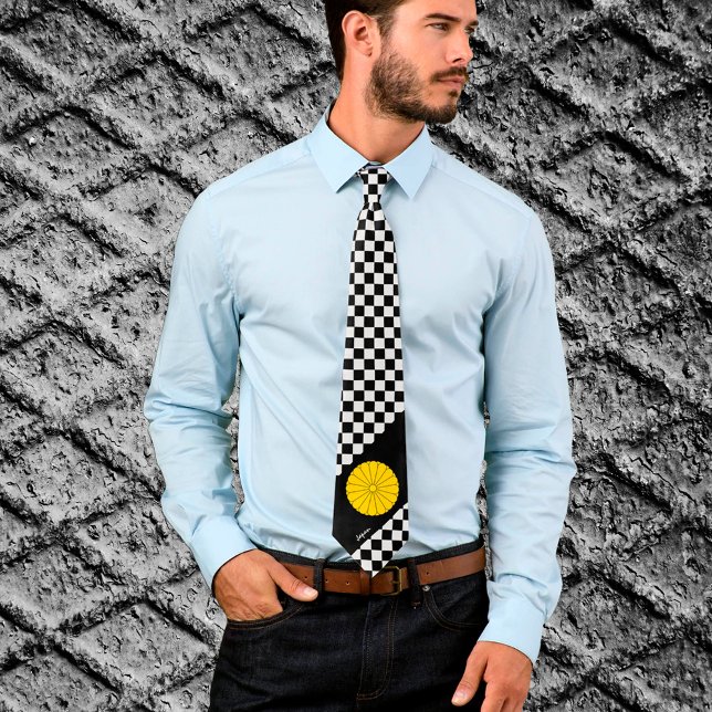 Checkered Japan Tie, Japanese flag fashion Neck Tie (Creator Uploaded)