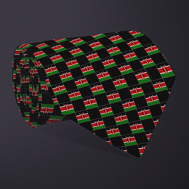 Checkered Kenya Flag Pattern  Neck Tie (Creator Uploaded)