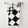 Checkered King & White and Black Squared Pattern Bath Towel Set