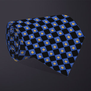 Checkered Kosovo Flag Pattern  Neck Tie