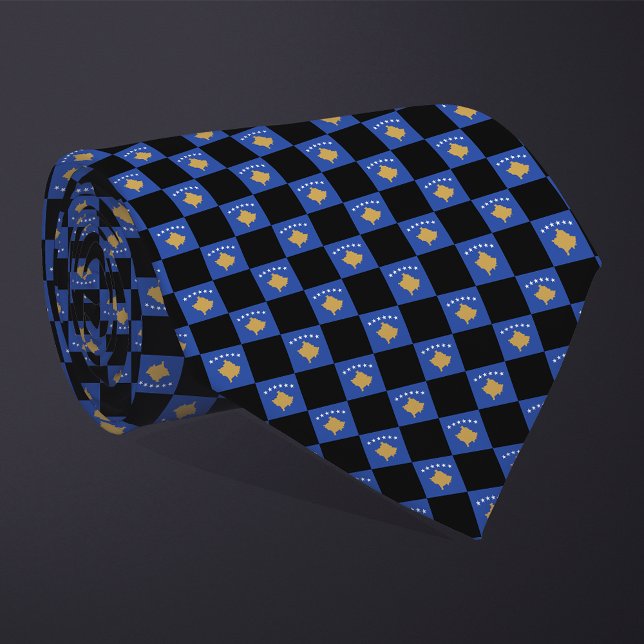 Checkered Kosovo Flag Pattern  Neck Tie (Creator Uploaded)