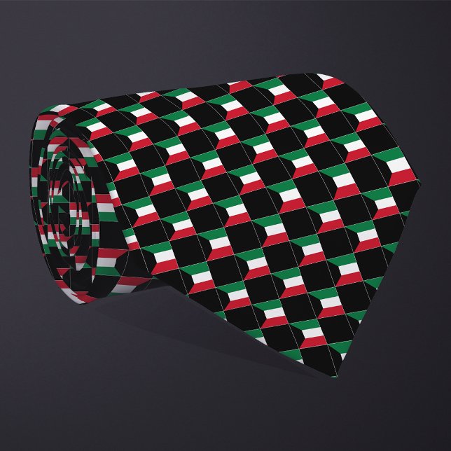 Checkered Kuwait Flag Pattern  Neck Tie (Creator Uploaded)
