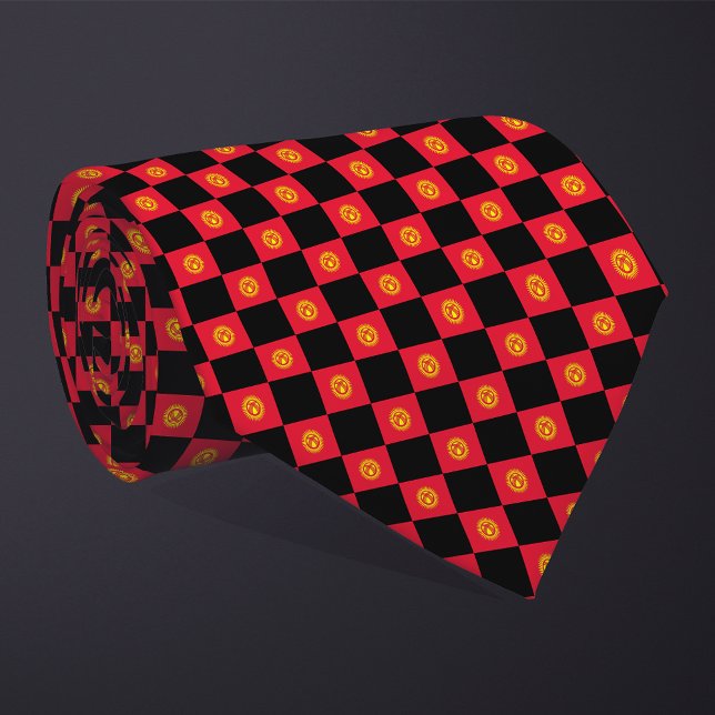 Checkered Kyrgyzstan Flag Pattern  Neck Tie (Creator Uploaded)
