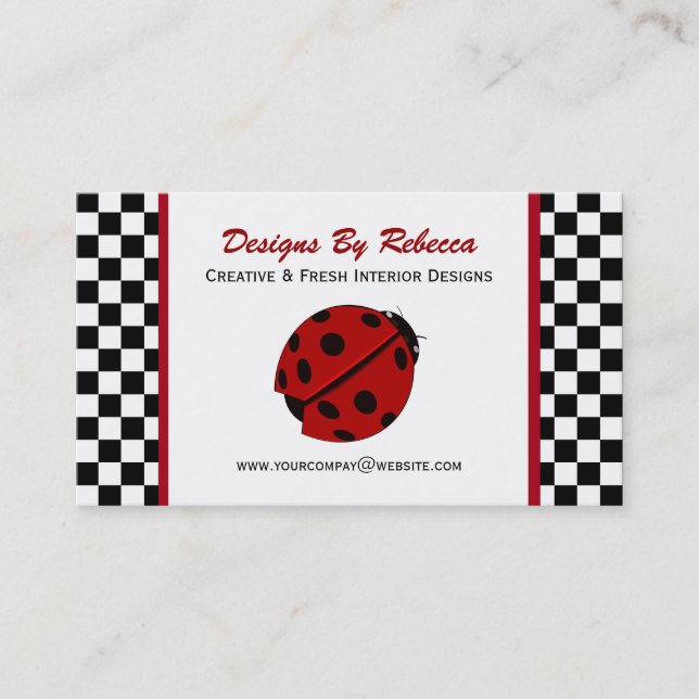 Checkered Ladybug Business Cards (Front)