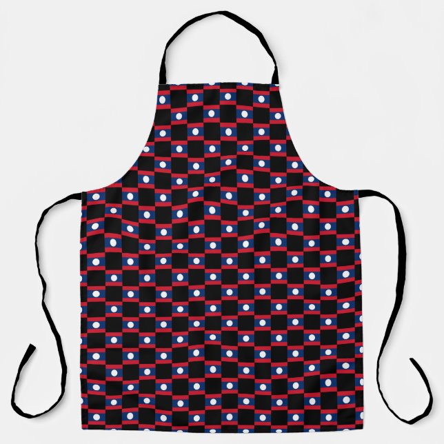 Checkered Laos Flag Pattern  Apron (Front)