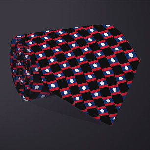 Checkered Laos Flag Pattern  Neck Tie
