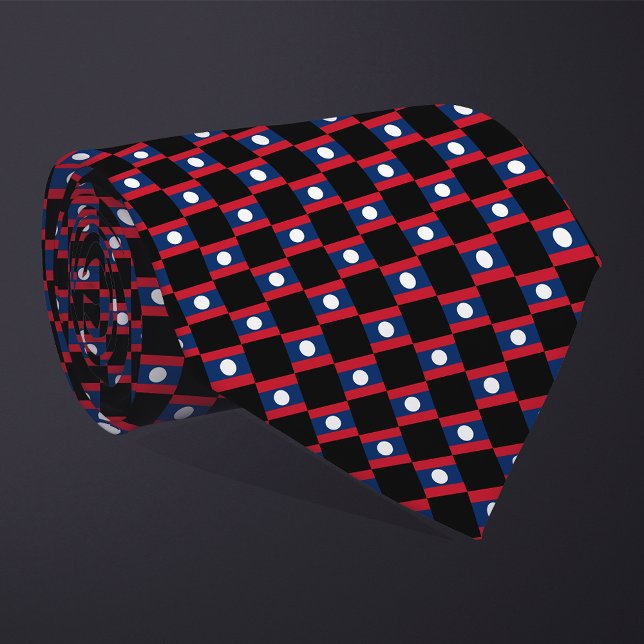 Checkered Laos Flag Pattern  Neck Tie (Creator Uploaded)