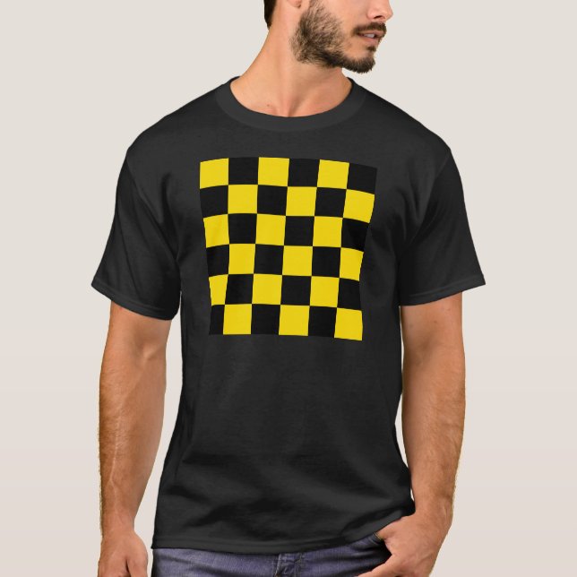 Checkered Large - Black and Golden Yellow T-Shirt (Front)