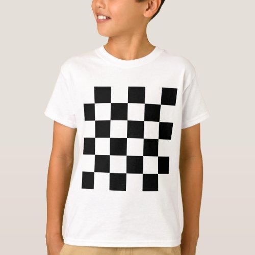 Checkered Large _ Black and White T_Shirt