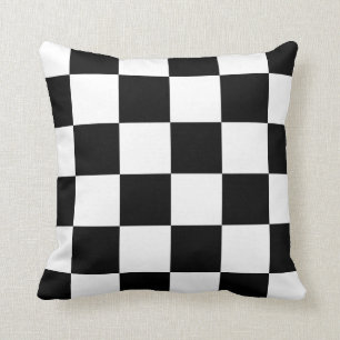 Checkered Large - Black and White Throw Pillow