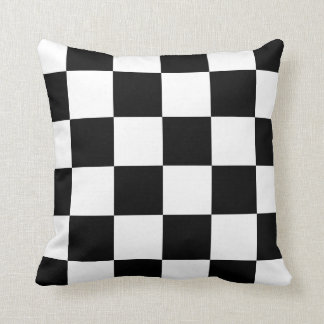 Checkered Large - Black and White Throw Pillow