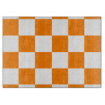 Checkered Large - White and Orange Cutting Board