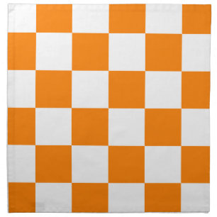 Checkered Large - White and Orange Napkin