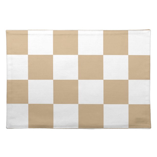 Checkered Large - White and Tan Placemat (Front)