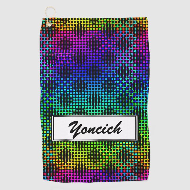 Checkered Lattice Fence by Kenneth Yoncich Golf Towel (Front)