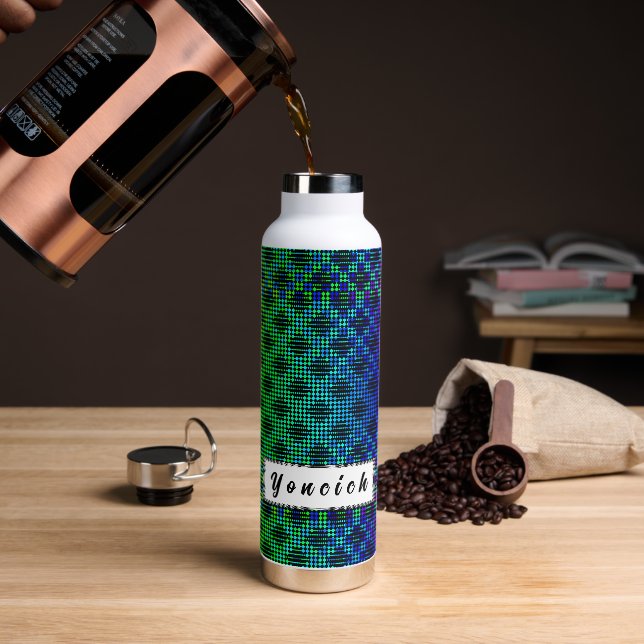 Checkered Lattice Fence by Kenneth Yoncich Water Bottle (Coffee)