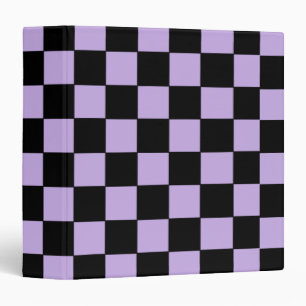 Checkered Lavender and Black 3 Ring Binder