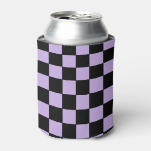 Checkered Lavender and Black  Can Cooler