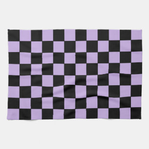 Checkered Lavender and Black Kitchen Towel