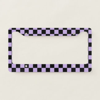 Checkered Lavender and Black  License Plate Frame