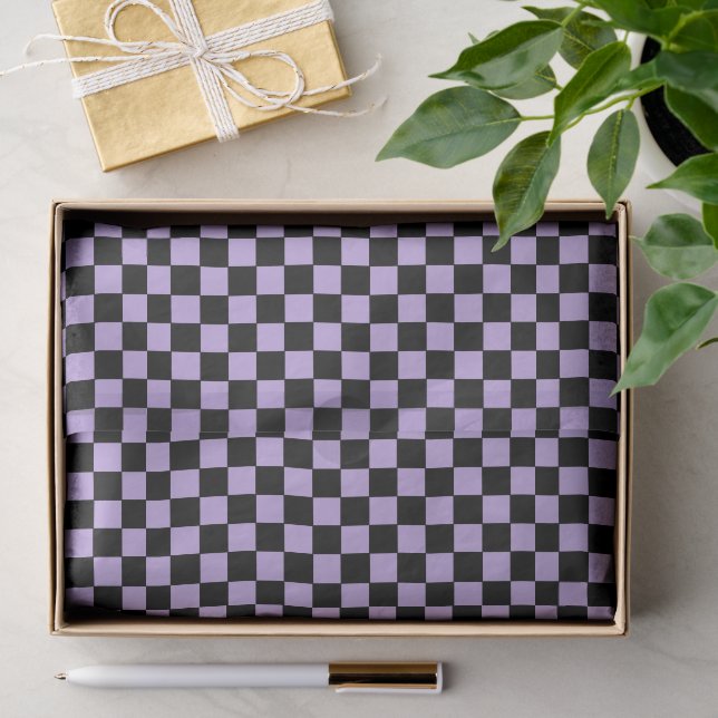 Checkered Lavender and Black  Tissue Paper (Gift)