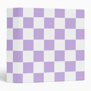 Checkered Lavender and White 3 Ring Binder