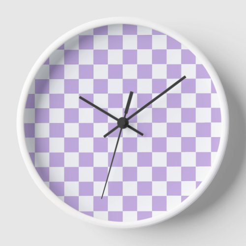 Checkered Lavender and White Clock
