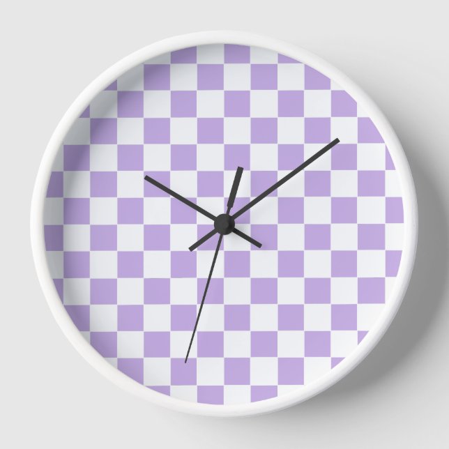Checkered Lavender and White Clock (Front)