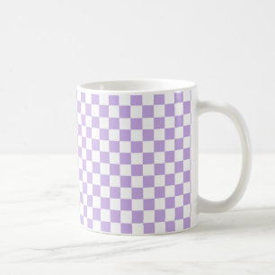 Checkered Lavender and White Coffee Mug