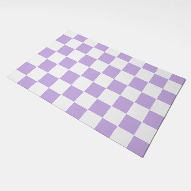 Checkered Lavender and White Doormat (Angled)