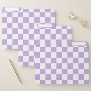 Checkered Lavender and White File Folder