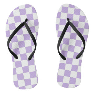 Checkered Lavender and White Flip Flops