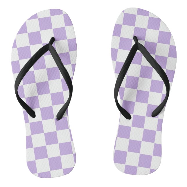 Checkered Lavender and White Flip Flops (Footbed)