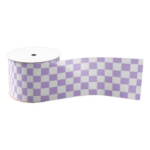 Checkered Lavender and White Grosgrain Ribbon