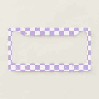 Checkered Lavender and White License Plate Frame
