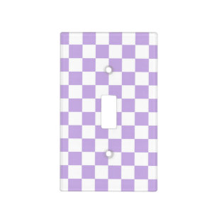 Checkered Lavender and White Light Switch Cover