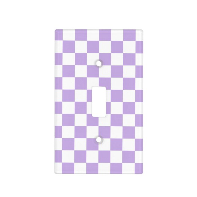 Checkered Lavender and White Light Switch Cover (Front)