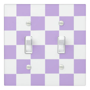 Checkered Lavender and White Light Switch Cover